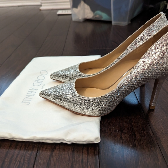 Jimmy Choo Romy 85 Silver Glitter pumps - Picture 10 of 11